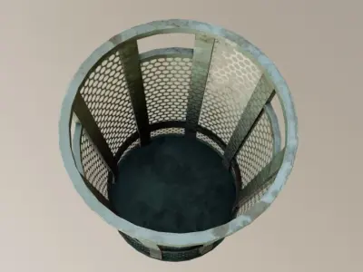 Trash metal can with holes in it Low-poly 3D model