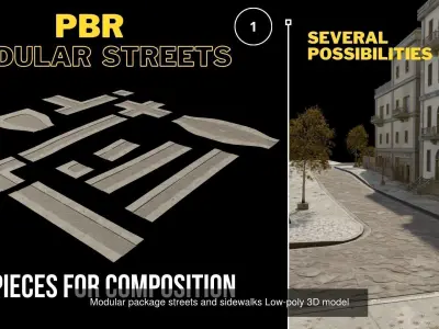 Collection for city composition 3D Model Pack