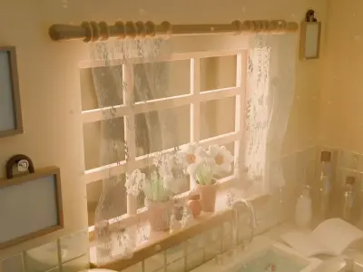 Cozy Village Kitchen Diorama Low-poly 3D model