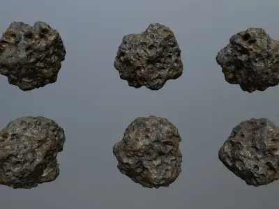 Asteroid Set rock Low-poly 3D model