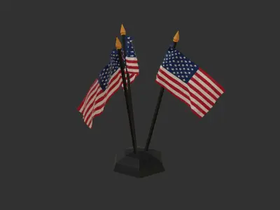 Flag USA American Free low-poly 3D model