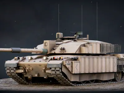  Rigged Tank Challenger 2 GameReady LODs 