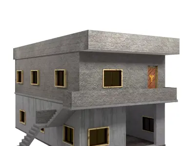 3D Two Storey Syrian House Low-poly 3D model