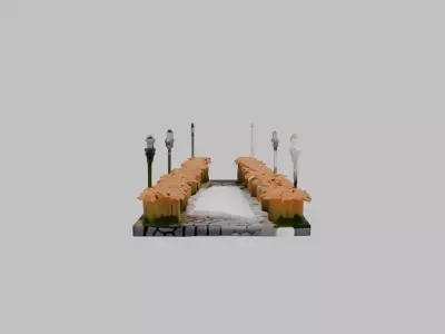 cobbled street section 1 Low-poly 3D model