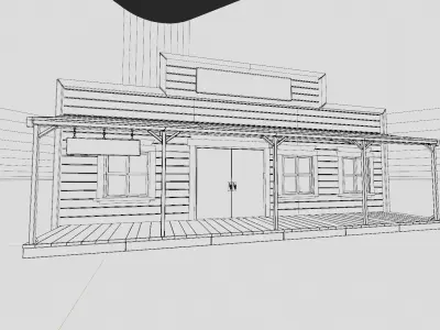 american wildwest cowboy town building  Low-poly 3D model