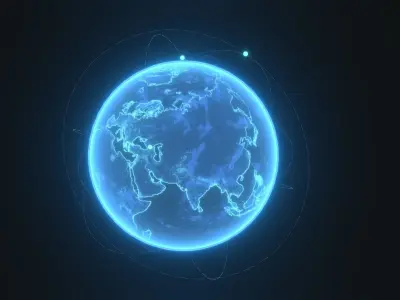 Animated Hologram Planet Earth Sci-Fi 3D Model 8k Textures Low-poly 3D model