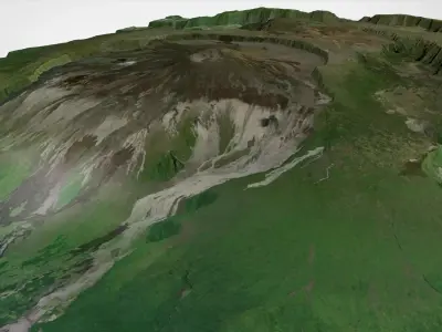 Mountain landscape Dolomieu Crater Saint Philippe Reunion France 3D model