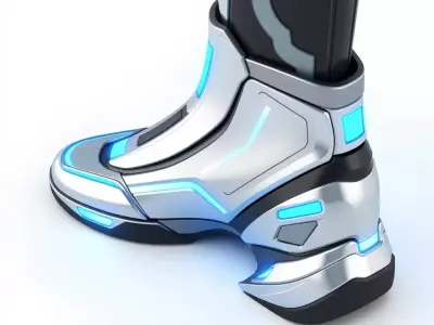 Futuristic SciFi Metallic Boot Armor Low-poly 3D model