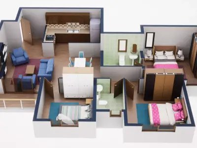 3D Floor Plan Model 48 3D model