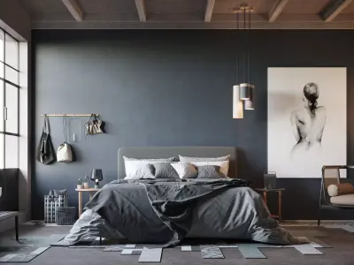 Cozy Bedroom interior scene 3D model