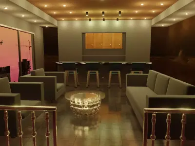 interior living room with couches and coffee table 3D model