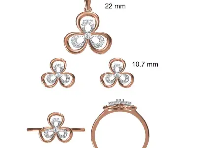 Light wt Ring Earrings Pendant set stl jcd 1-render details 3D print model 25