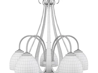 SWEEPING TAPER 5 ARM CHANDELIER Low-poly 3D model