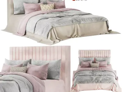 light color and Velvet bed set 3D model