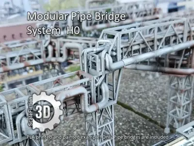 Modular Pipe Bridge System  H0 3D print model