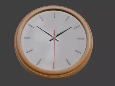 Wooden Wall Clock Clean 3D Model 3D model