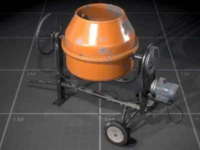 Used Concrete Mixer Low-poly 3D model