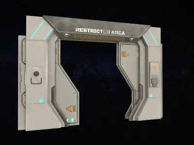 Sci-Fi Door Version 2 Low-poly 3D model