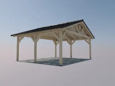 wooden carport 5x6 tiled 3D model