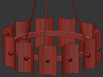 Sadless modern chandelier with brass and clear glass 3D model