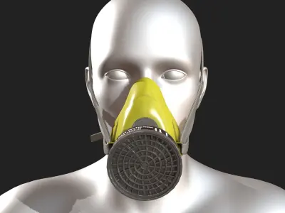 Gas mask respirator scifi military combat 3d futuristic  Low-poly 3D model