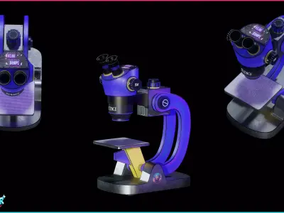 Neon Microscope Low-poly 3D model