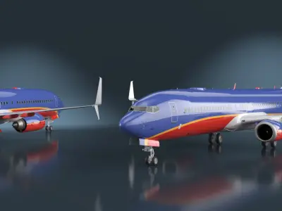  Southwest Airlines Boeing 737-900 with Cabin and Doors Rigged for Maya 