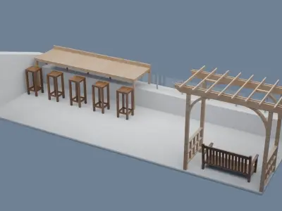 Terrace - Roof Low-poly 3D model