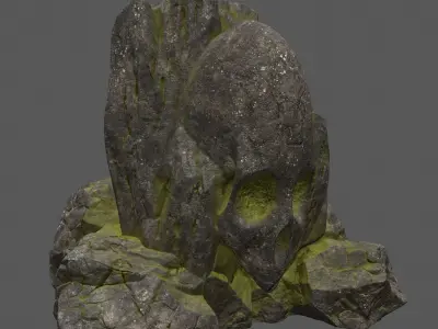 skull mosy rock Low-poly 3D model