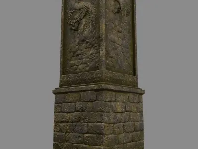 pillar 1 set of four stone columns Low-poly 3D model