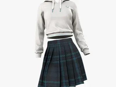 School Girl Uniform Hoodie Skirt 3D model