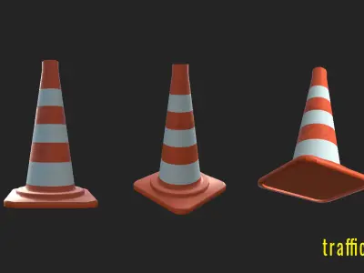 Traffic Cone  Low-poly 3D model