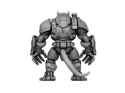 Bulldog Cyborg Low-poly 3D model