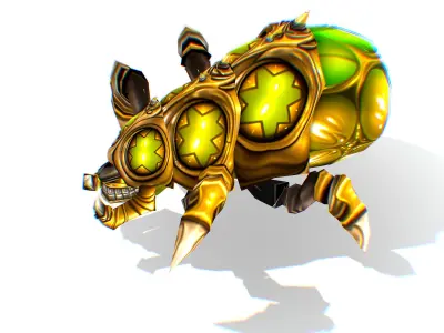 Animated Green Flea Monster Bug 01 Low-poly 3D model