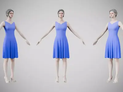 Dress 36 Very Light Blue Low-poly 3D model