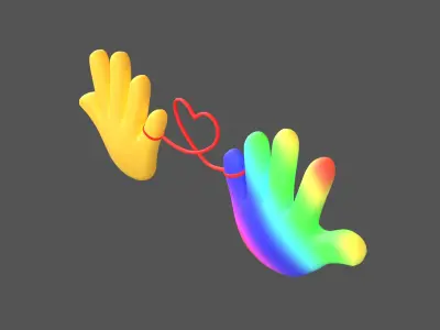 Hand with Red Line Icon v1 038 Low-poly 3D model