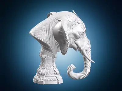Ornate Elephant Bust Statue 3D print model