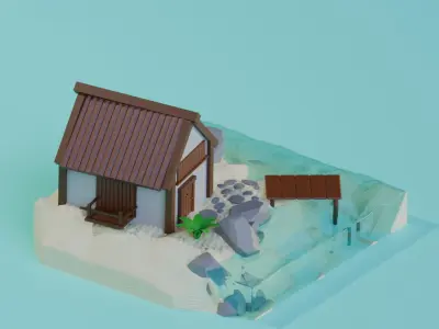 Small Beach Hut 3D model