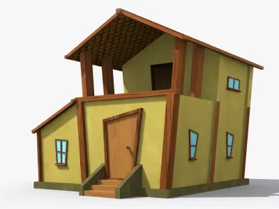 Cartoon House c Low-poly 3D model