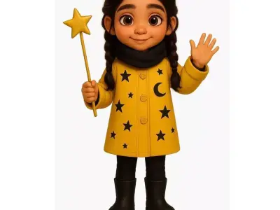 Cute Magical Girl Figurine Stylized 3D Character STL 3D print model