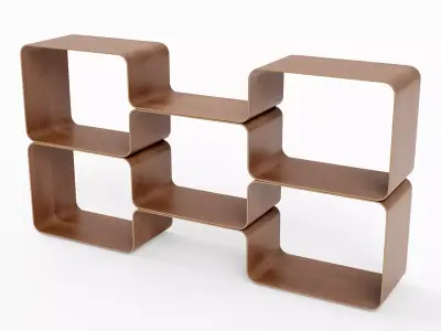 Bookshelf modern Low-poly 3D model