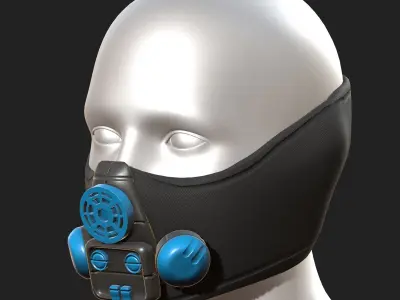 Gas mask respirator scifi futuristic 3d model  Low-poly 3D model 8