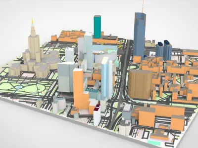 Cityscape Warsaw Poland 3D model