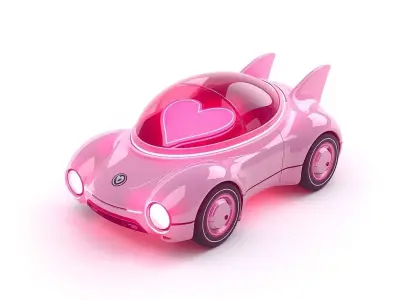 Stylized Sci-Fi Valentine Hover Car 3D Model Low-poly 3D model