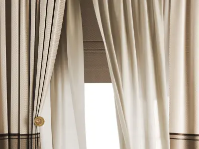 Silk and Cotton Curtain Low-poly 3D model 5