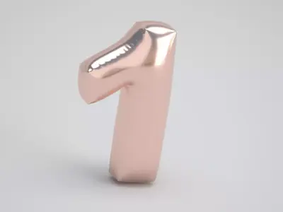 1 Number Balloon Copper 3D model