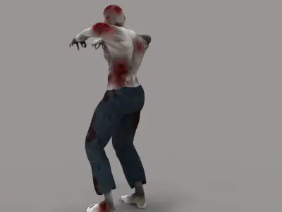 Zombie 2 with gun Low-poly 3D model