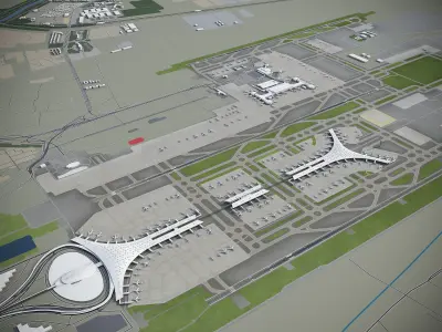 Beijing Airport Low-poly 3D model