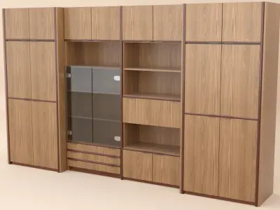 wooden cabinet set 3D model