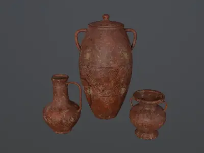 CLAY POT Game Ready Low Poly Low-poly 3D model